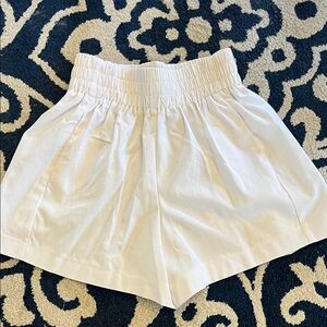 Avara Pinch Stella White Cotton Linen Polyester Elastic Waist Shorts New